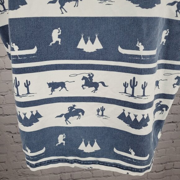 VTG Structure Activewear Blue White Western Cowboy Sleeveless Shirt USA Large - Picture 11 of 14